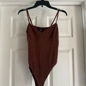 Forever 21 Brown Ribbed Bodysuit